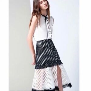 ALEXIS Elisa Circle Eyelet Embroidery Skirt Black & White Fit & Flare Lined xs